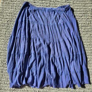 Y2K Midi Dusty Blue Skirt with Cute Patter, Size XL